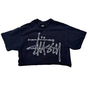 VTG Y2K Stussy Cropped T-Shirt Y2K Skatecore 90’s 2000’s Grunge BAGGY Loose